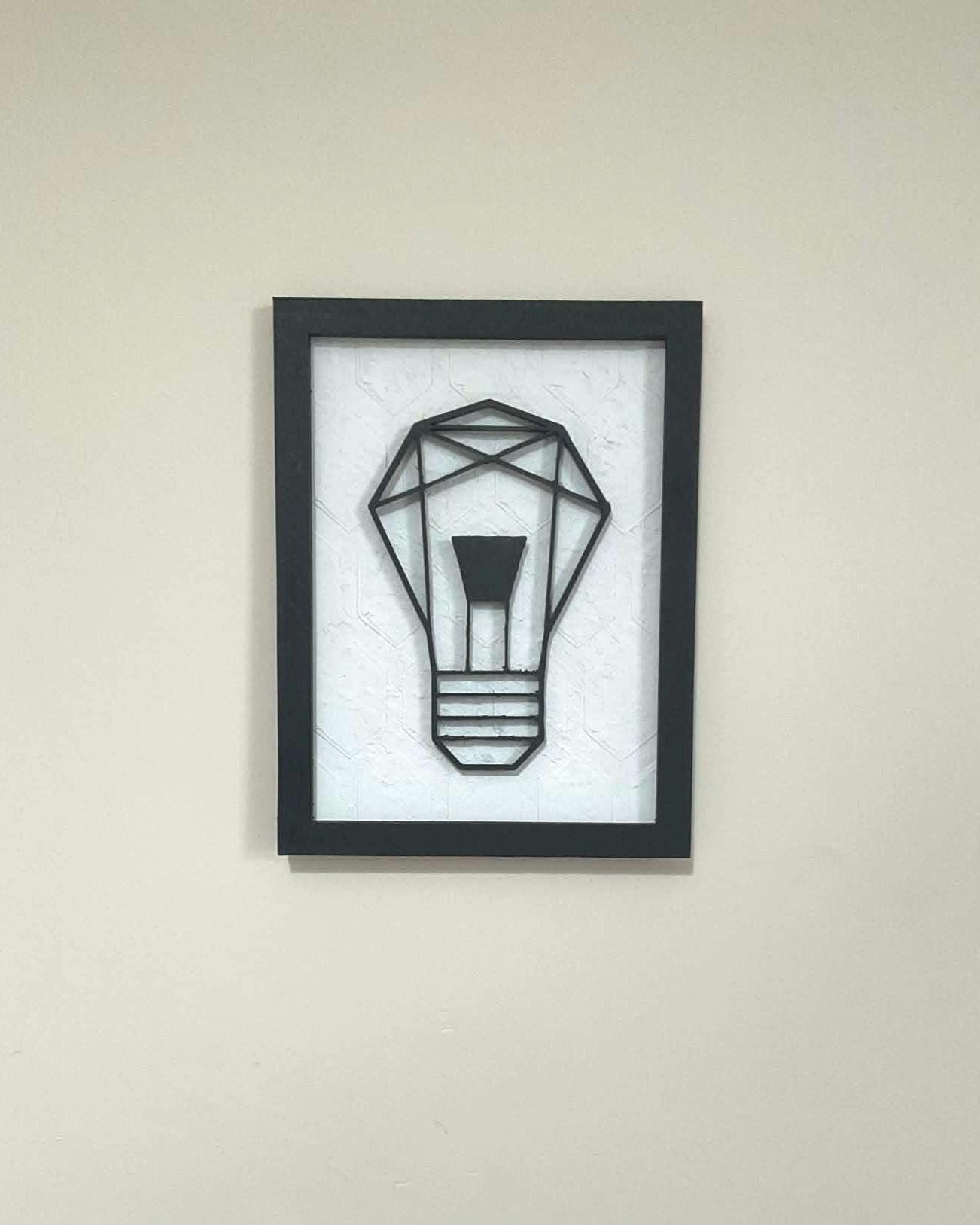 Geometric Light Bulb Wall Art, 3D Layered PLA Decor, Minimalist Industrial Style