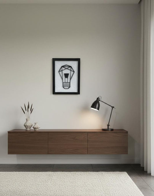 Geometric Light Bulb Wall Art, 3D Layered PLA Decor, Minimalist Industrial Style