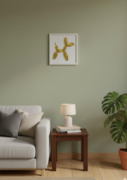Gold Balloon Dog 3D Wall Art, Metallic Pop Art Sculpture, Framed PLA Decor