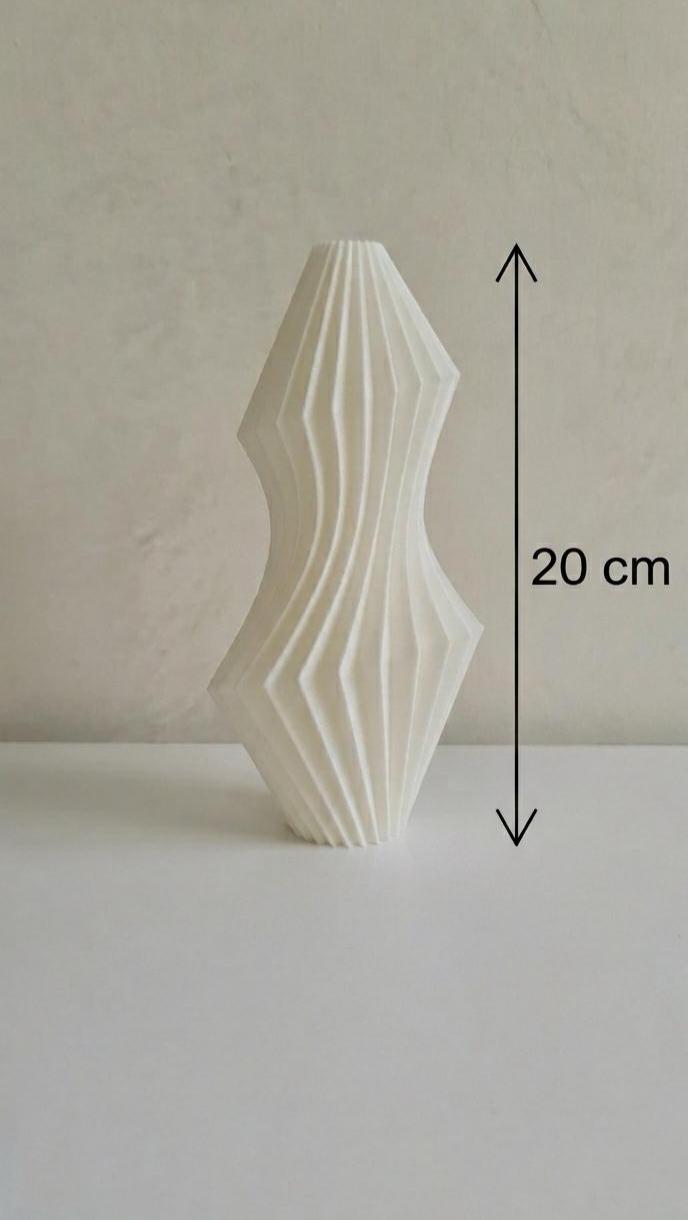 Geometric Twisted Vase – Modernist Origami Style Bud Vase, White Silk Finish