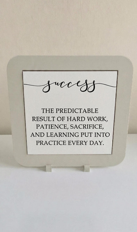 Success Definition Desk Sign, Minimalist Quote Plaque, Motivational Office Decor, Gift for Entrepreneurs & Graduates