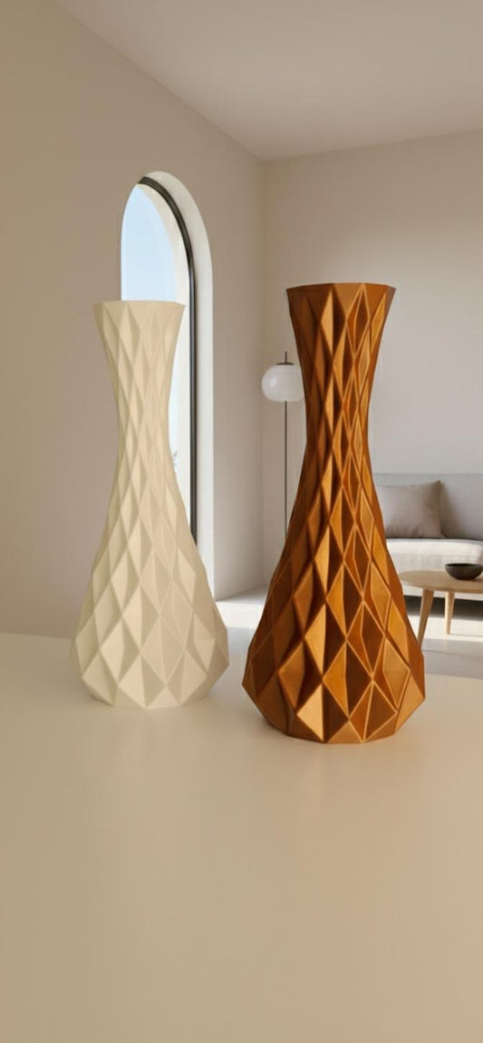 Geometric Origami Vase, 3D Printed Abstract Flower Pot, Minimalist Home Decor Centerpiece