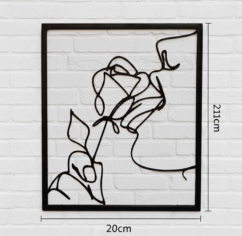 3D Printed One Line Rose and Face Wall Art, Modern Minimalist Decor