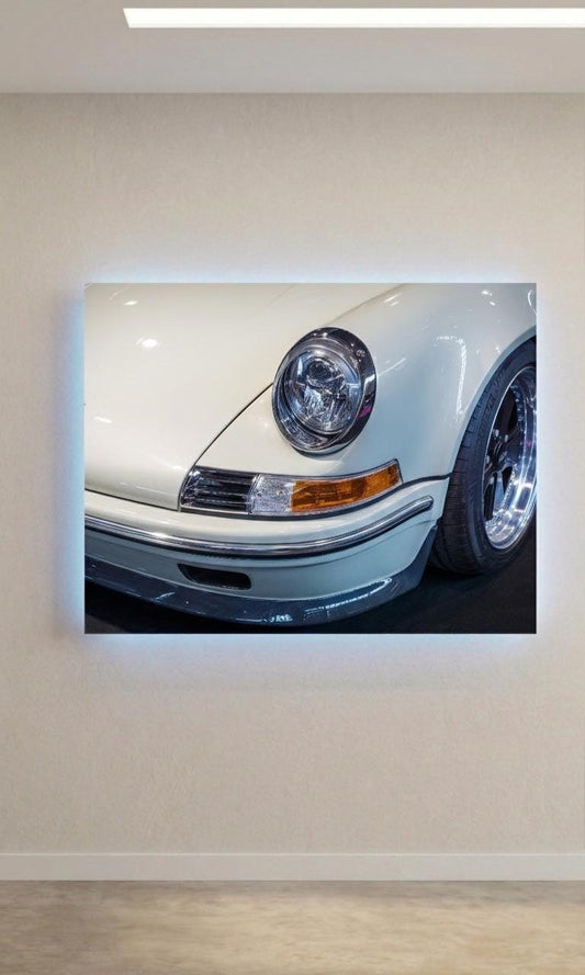Classic Porsche Wall Art, Backlit Metal Car Décor, Sound Reactive RGB LED Sign
