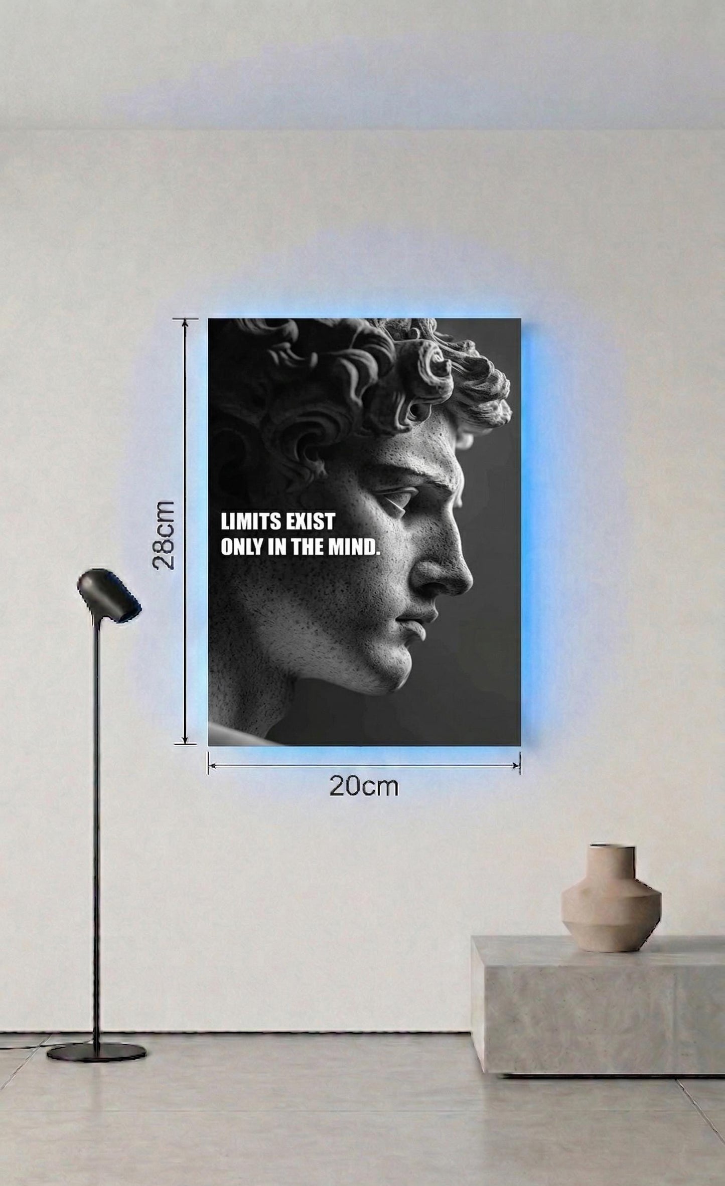 David Sculpture Metal Art, Motivational Wall Decor, Entrepreneur Office Art (LED Backlighting)