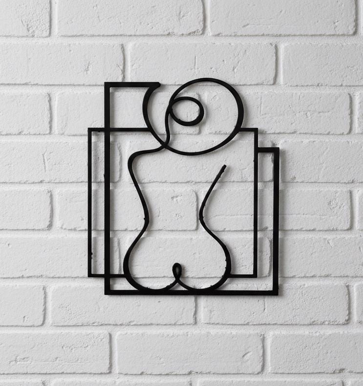 3D Printed Woman Line Art, Modern Scandi Decor