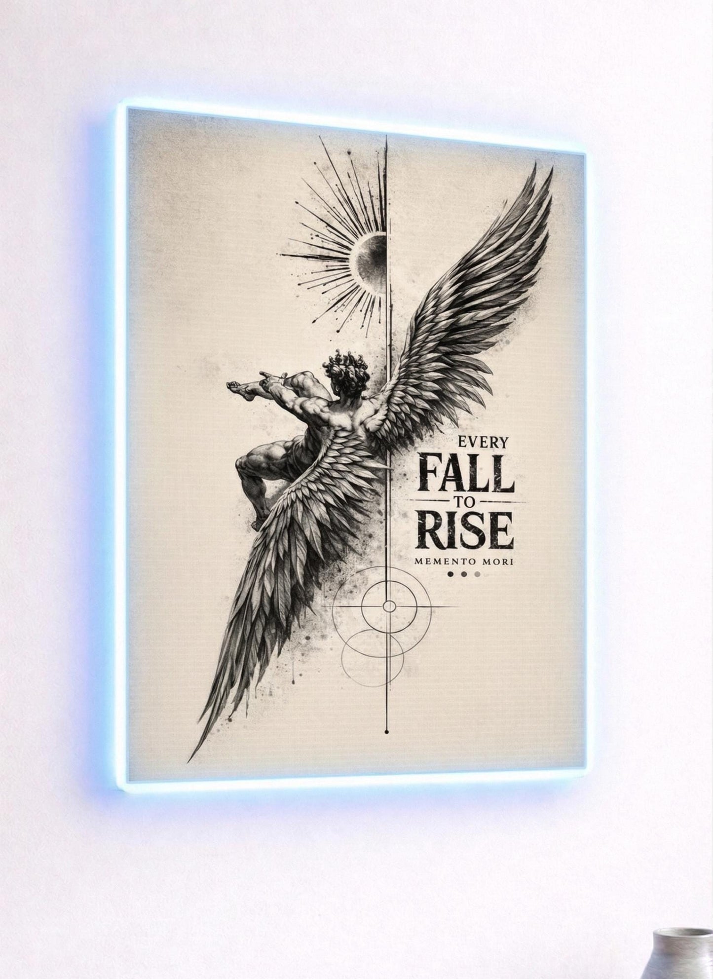 Memento Mori Icarus Metal Art, Every Fall To Rise Stoic Print, Dark Academia Decor