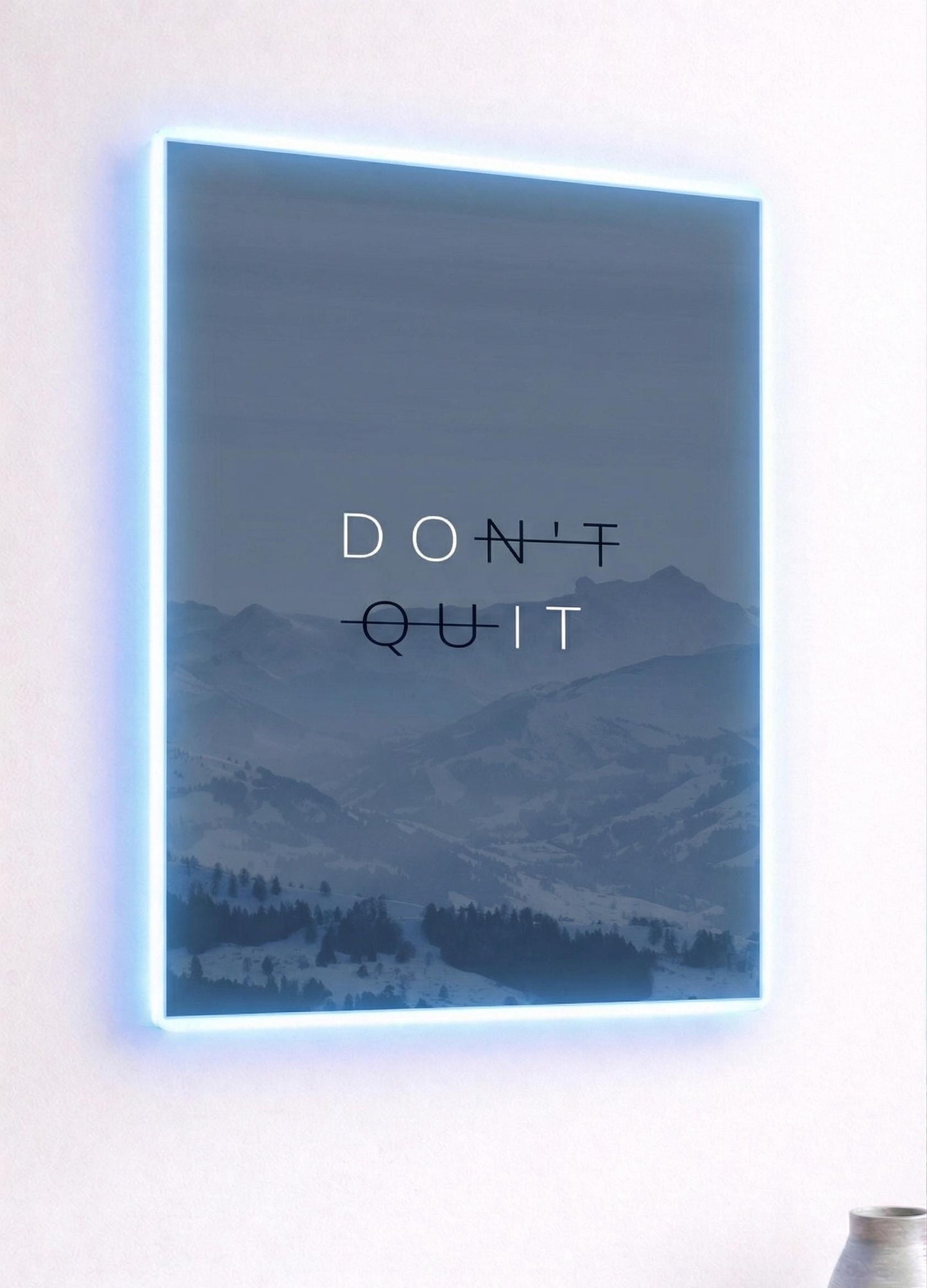 DO IT Motivational Neon Metal Art, Minimalist Mountain Landscape Poster, Inspirational Decor