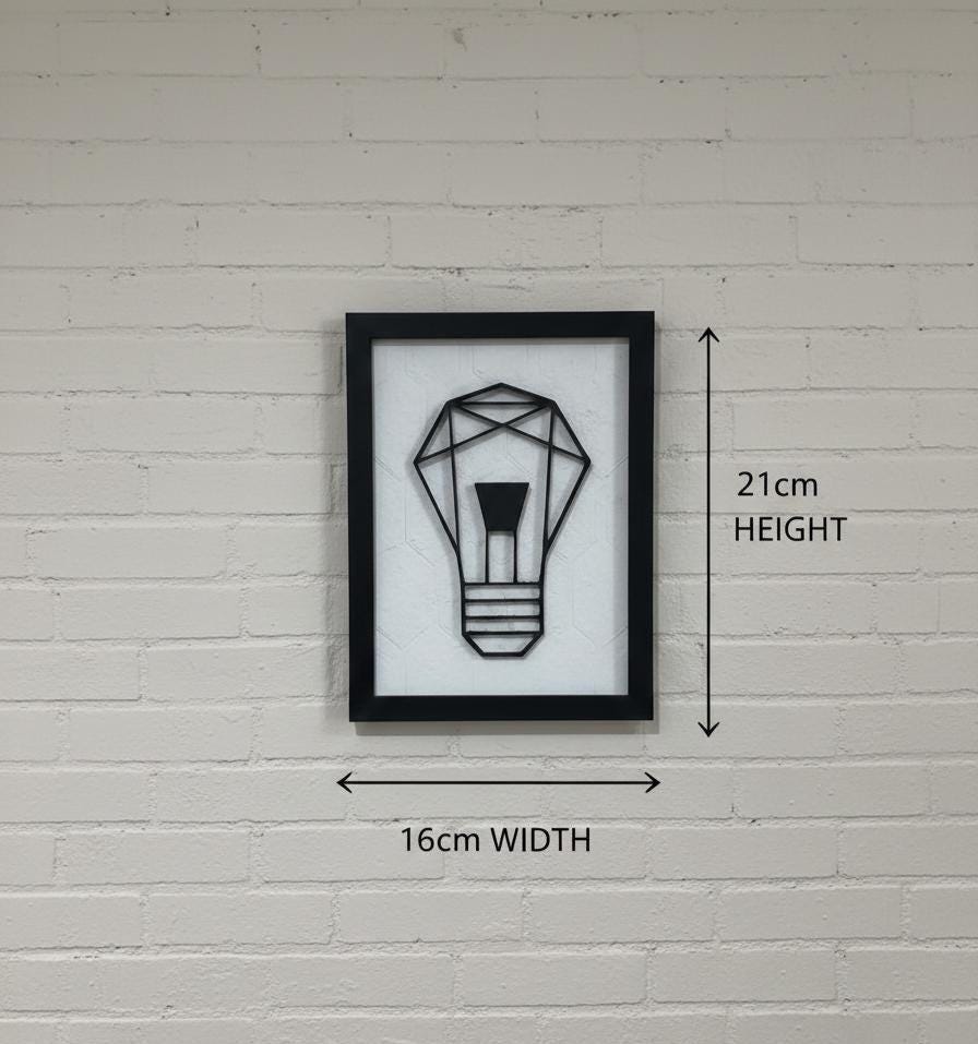 Geometric Light Bulb Wall Art, 3D Layered PLA Decor, Minimalist Industrial Style