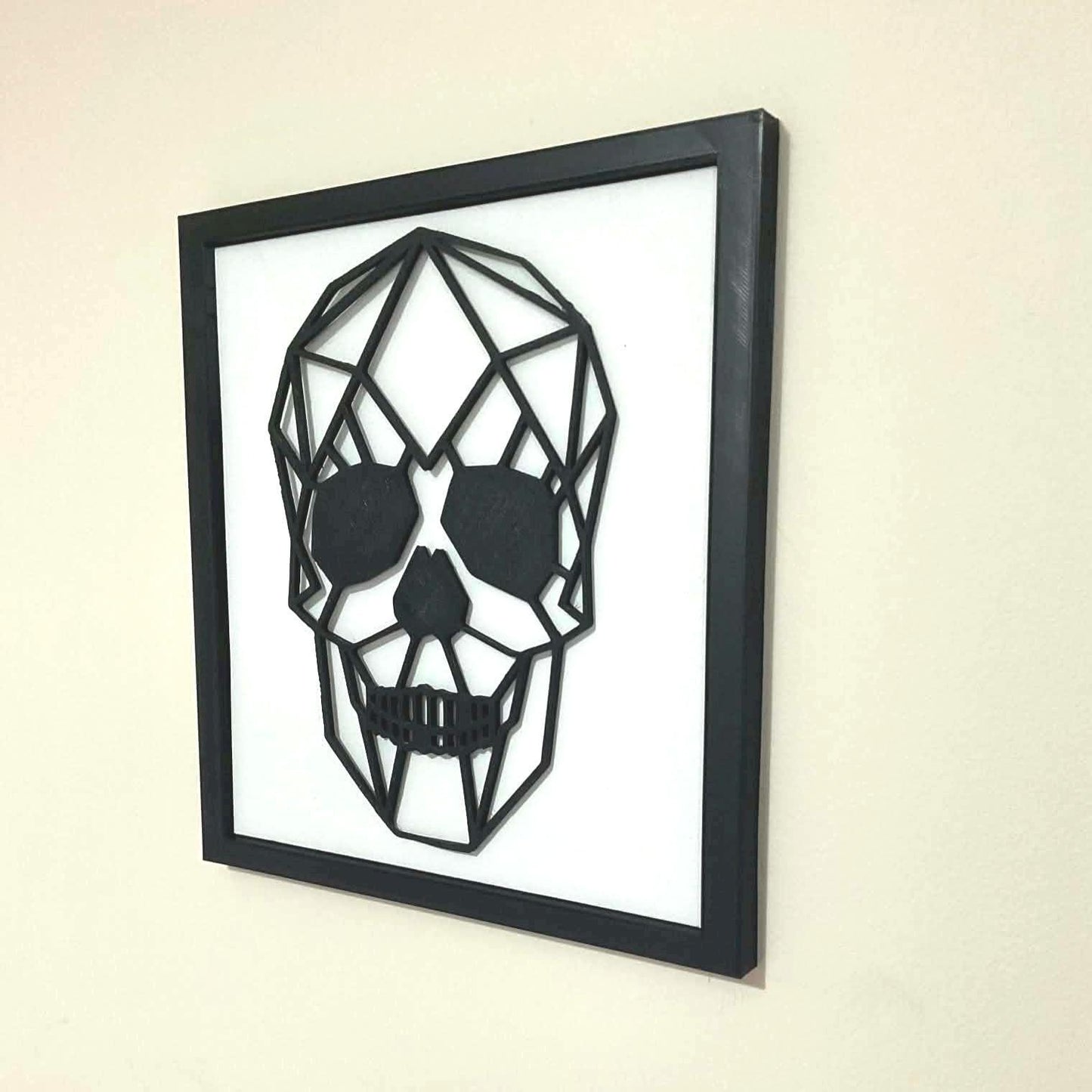 Geometric Skull Wall Art, 3D Printed Gothic Decor, Minimalist Low Poly Design