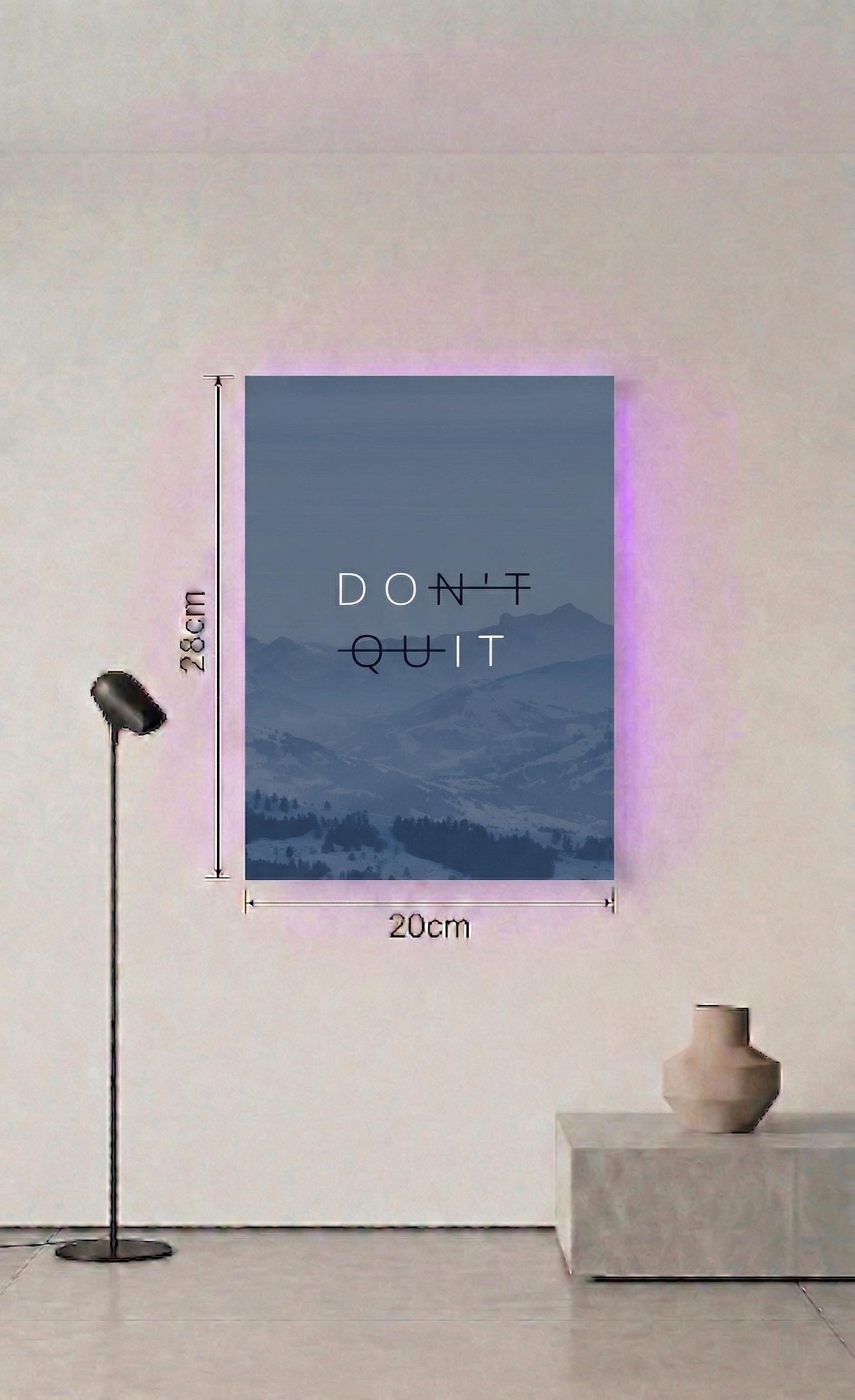 DO IT Motivational Neon Metal Art, Minimalist Mountain Landscape Poster, Inspirational Decor
