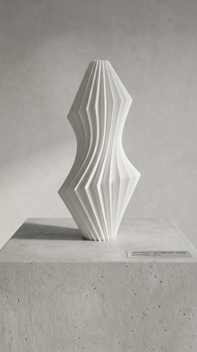 Geometric Twisted Vase – Modernist Origami Style Bud Vase, White Silk Finish