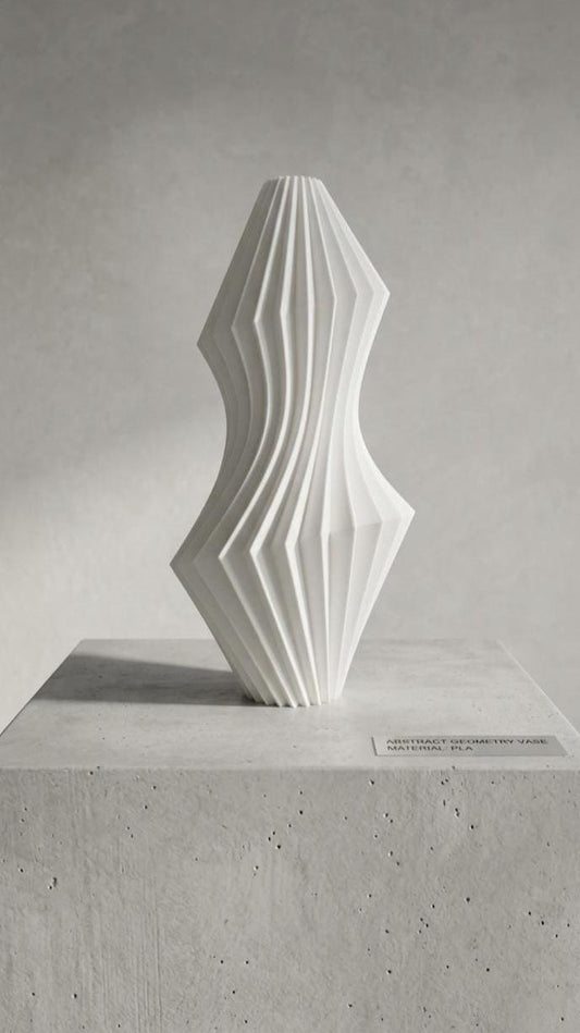 Geometric Twisted Vase – Modernist Origami Style Bud Vase, White Silk Finish