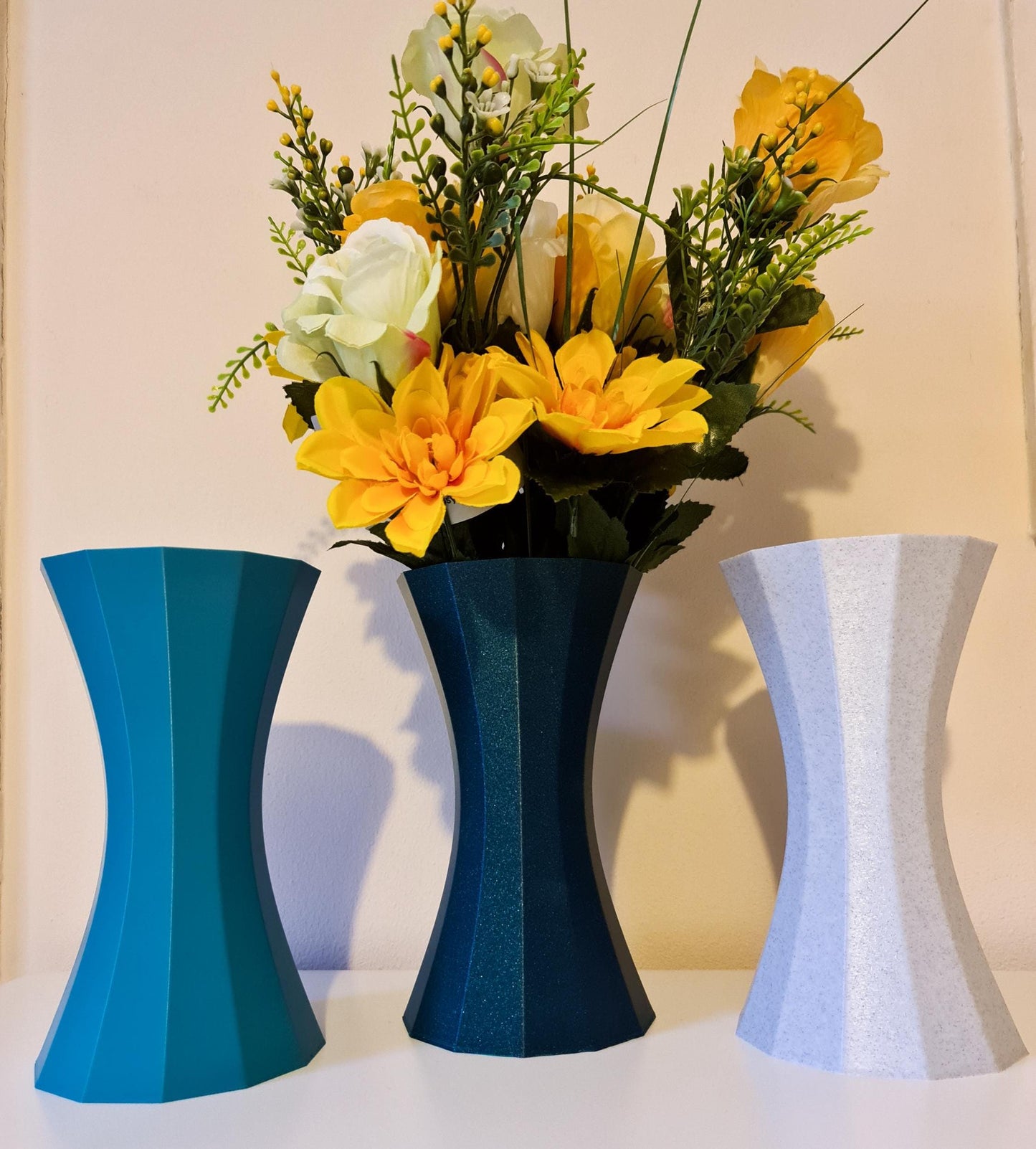 Geometric Hourglass Vase Set, 3D Printed Flower Pot, Nordic Home Decor Planter
