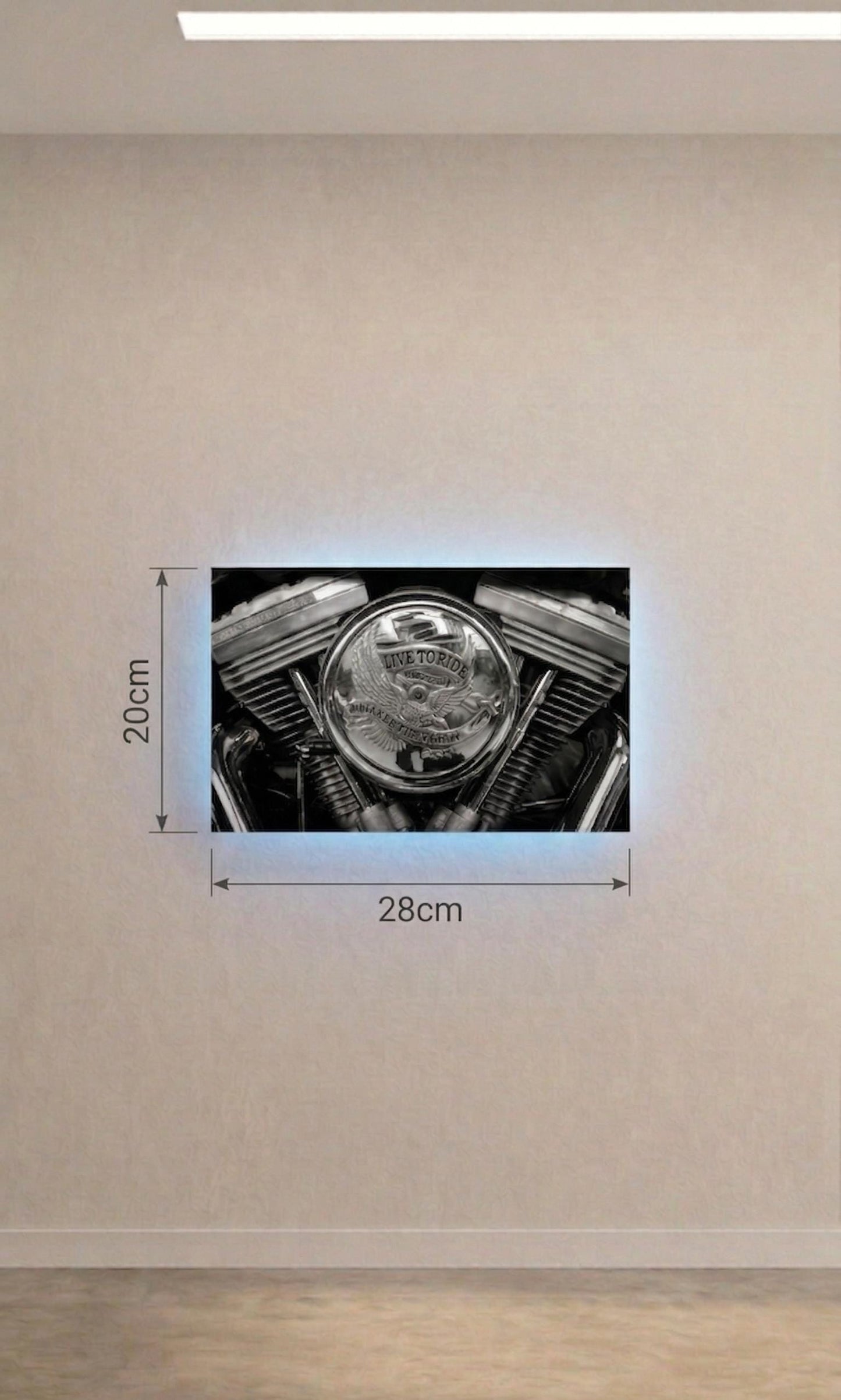 Harley Davidson V-Twin Engine Metal Art, Sound Reactive LED Motorcycle Decor (20cm x 28cm)