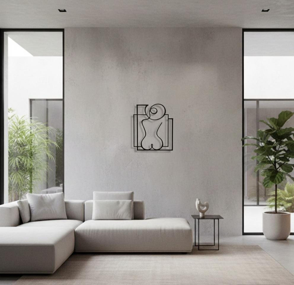 3D Printed Woman Line Art, Modern Scandi Decor