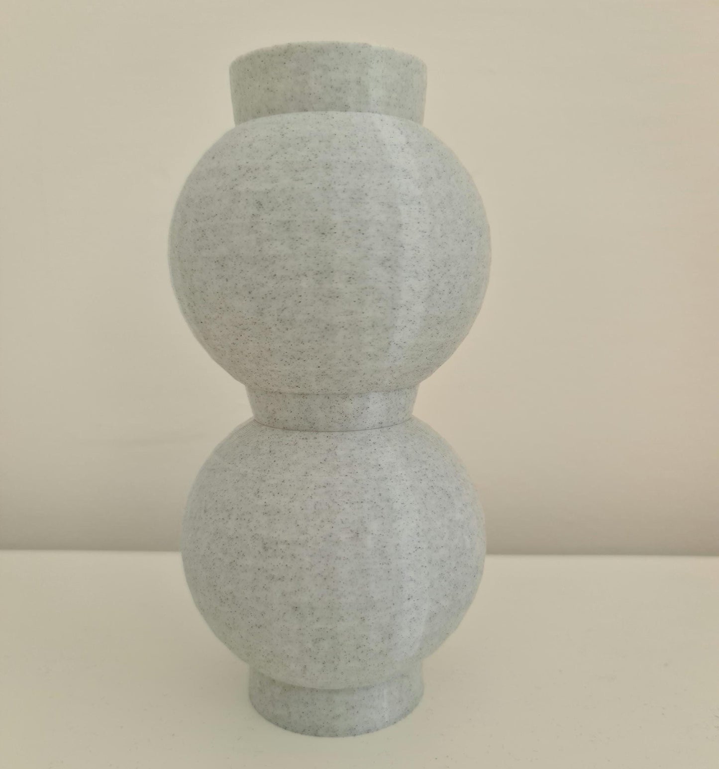 Ribbed Double Bubble Vase, Boho Minimalist 3D Printed Flower Pot, Neutral Home Decor