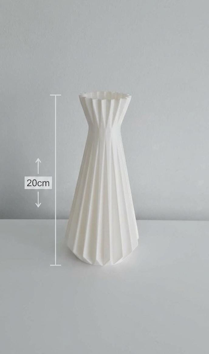 Origami Vase, Minimalist White Geometric Flower Bud Vase, Scandi Home Decor
