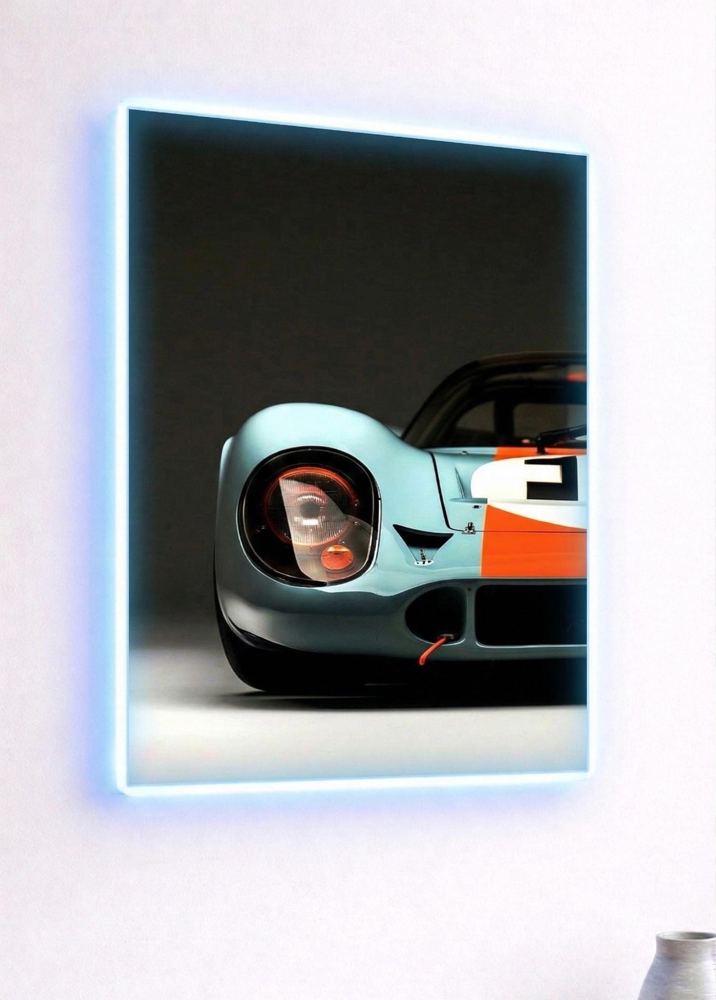 Ford GT40 Gulf Livery Metal Art, Le Mans Racing LED Decor (20cm x 28cm)