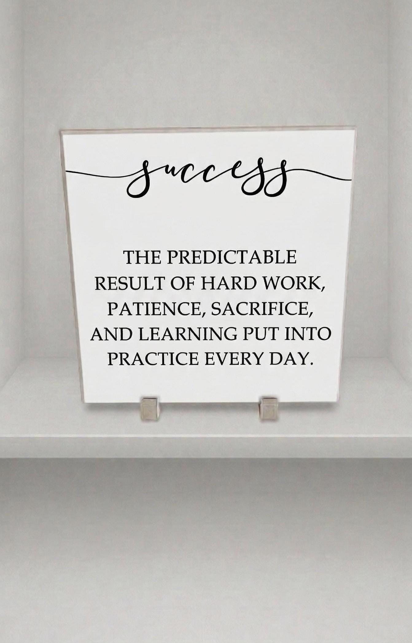 Success Definition Desk Sign, Minimalist Quote Plaque, Motivational Office Decor, Gift for Entrepreneurs & Graduates