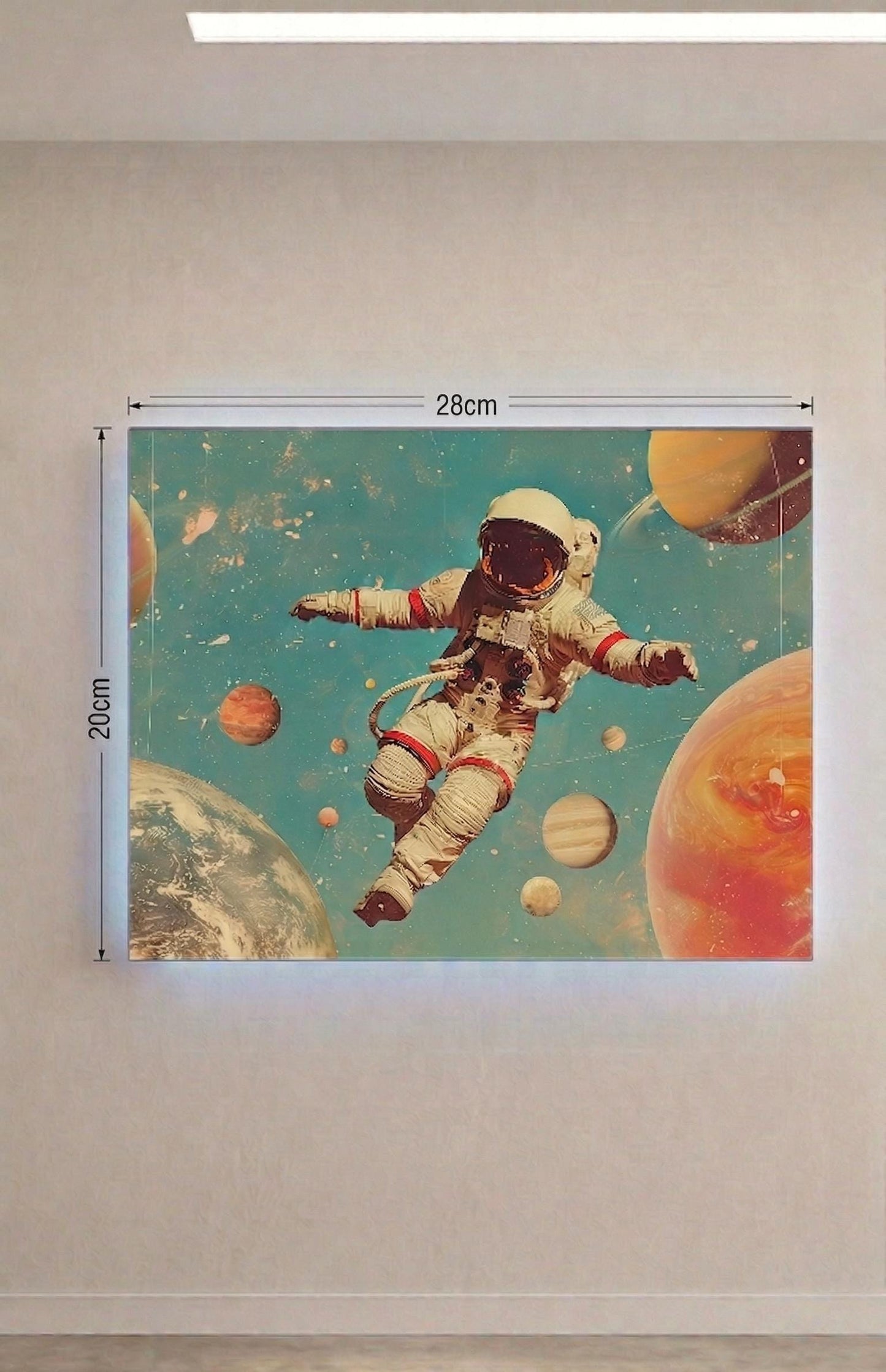 Astronaut Metal Art, Sound Reactive LED Space Decor, Retro Galaxy Wall Art (Battery Operated)