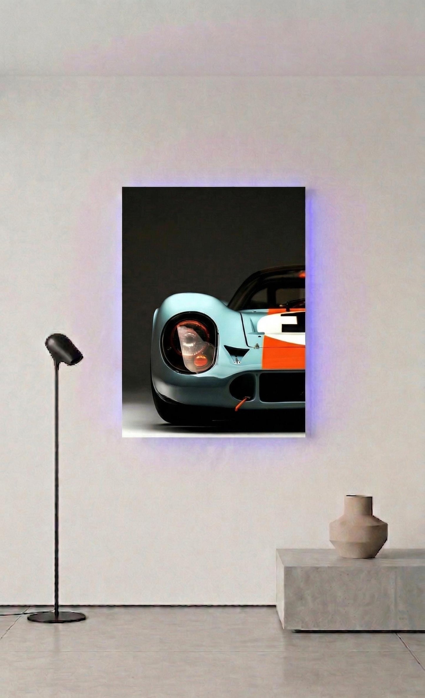 Ford GT40 Gulf Livery Metal Art, Le Mans Racing LED Decor (20cm x 28cm)