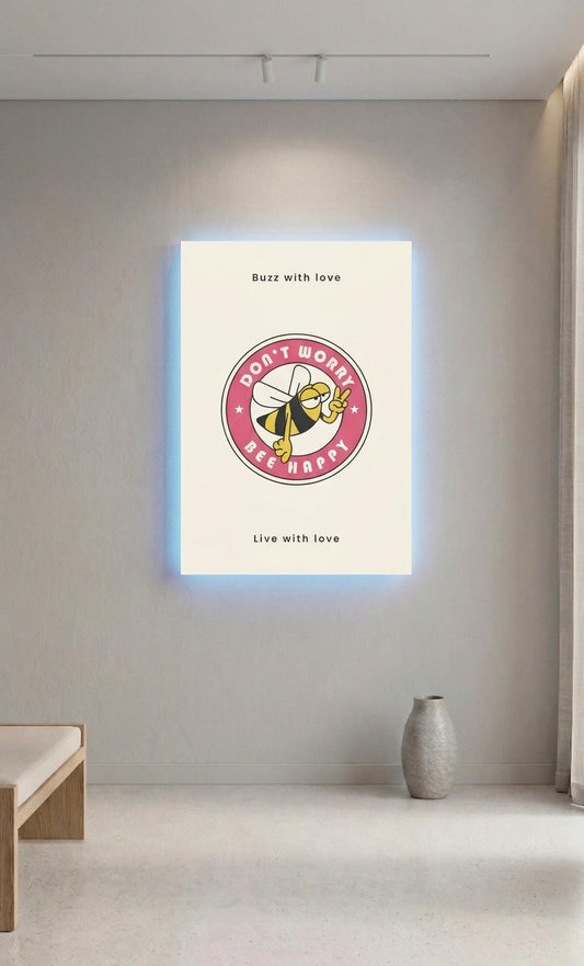 Sound Reactive LED Bee Wall Art, Retro Music Sync Light Sign
