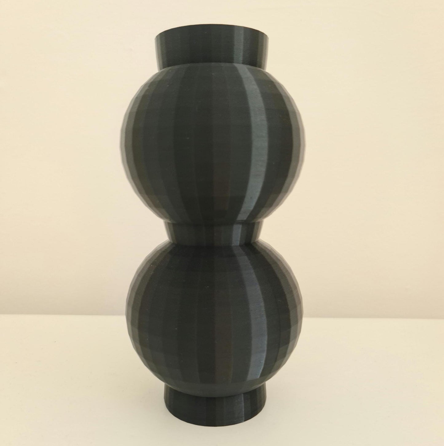 Ribbed Double Bubble Vase, Boho Minimalist 3D Printed Flower Pot, Neutral Home Decor