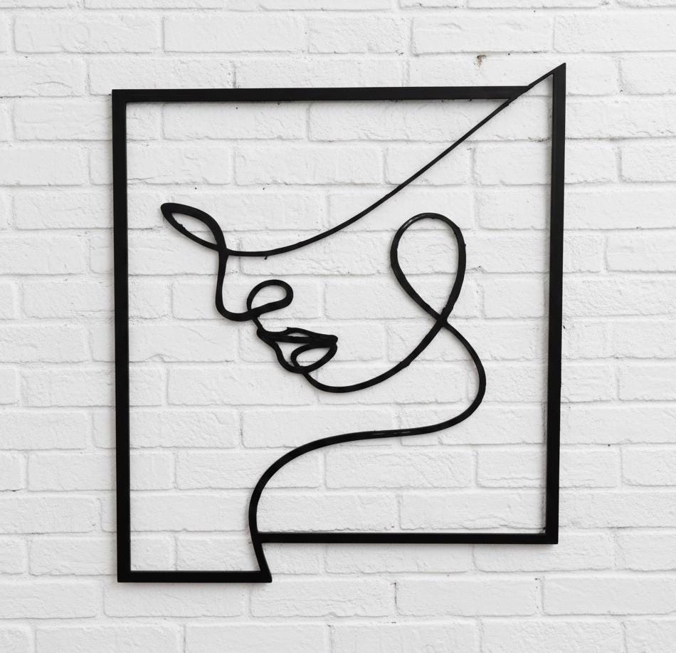 3D Printed Minimalist Face Line Art, Modern Wall Decor