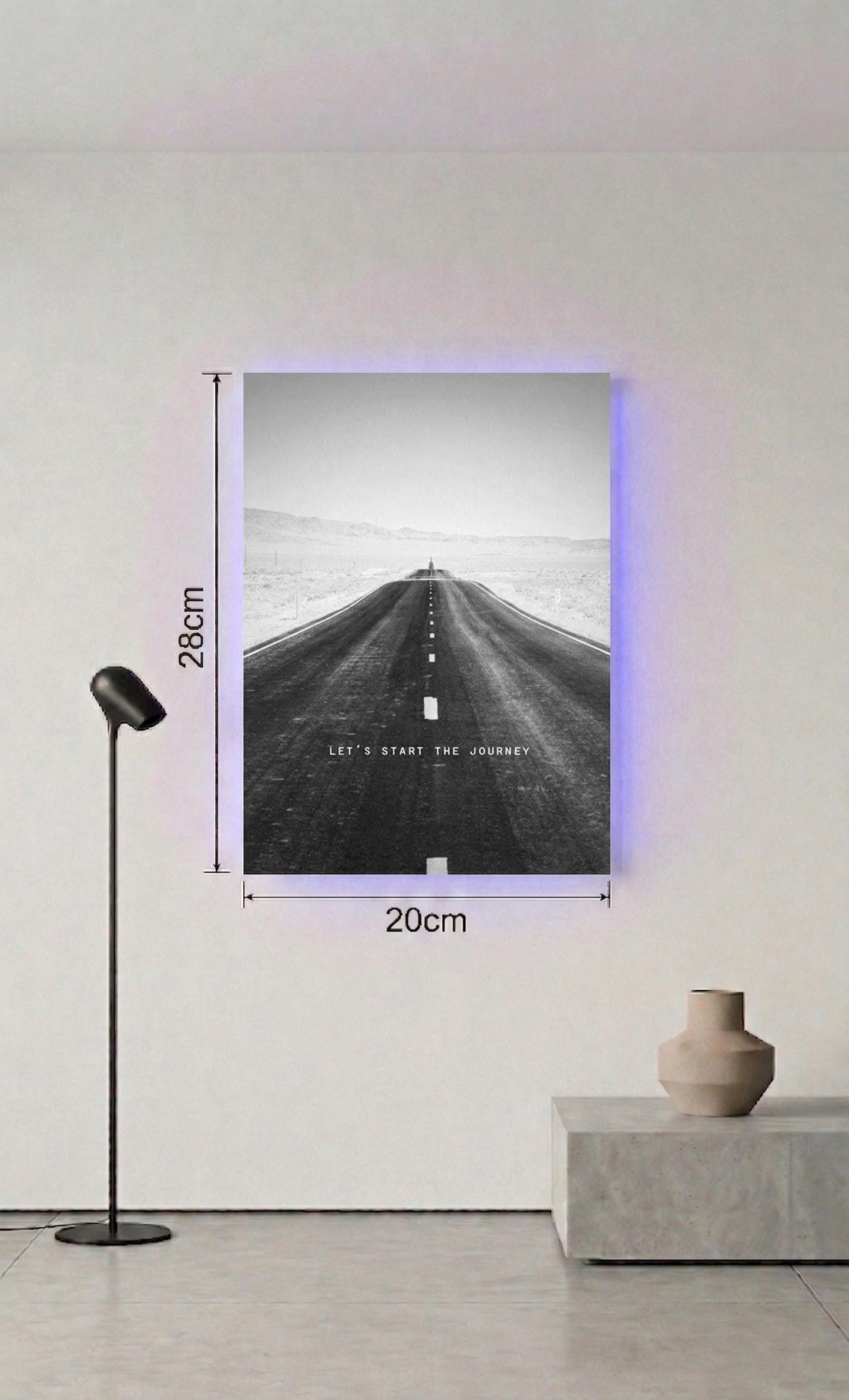 Desert Highway Road Photography Metal Art, LED Backlit Motivation Decor