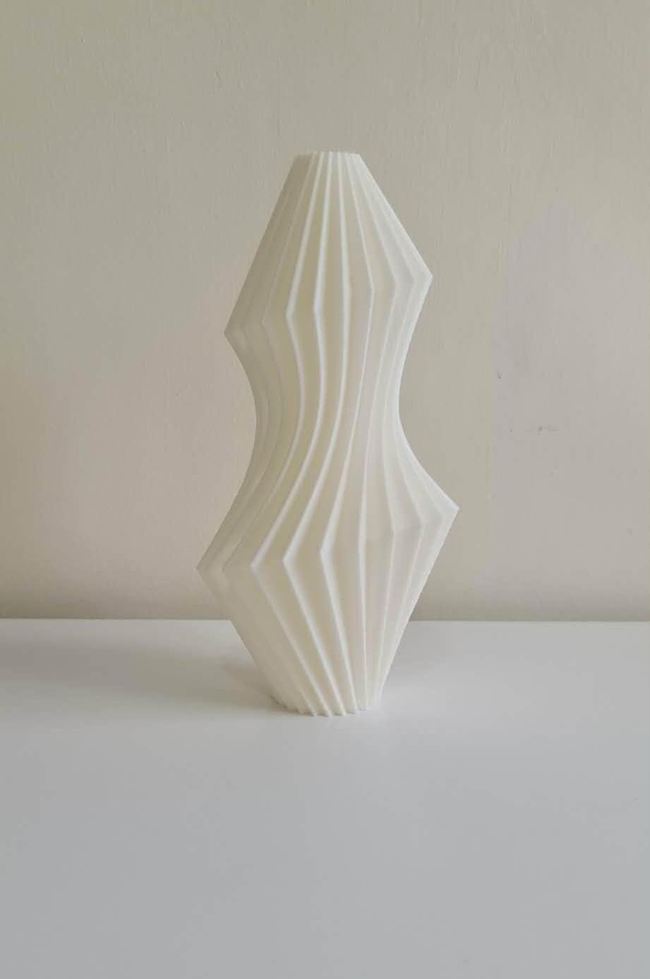Geometric Twisted Vase – Modernist Origami Style Bud Vase, White Silk Finish