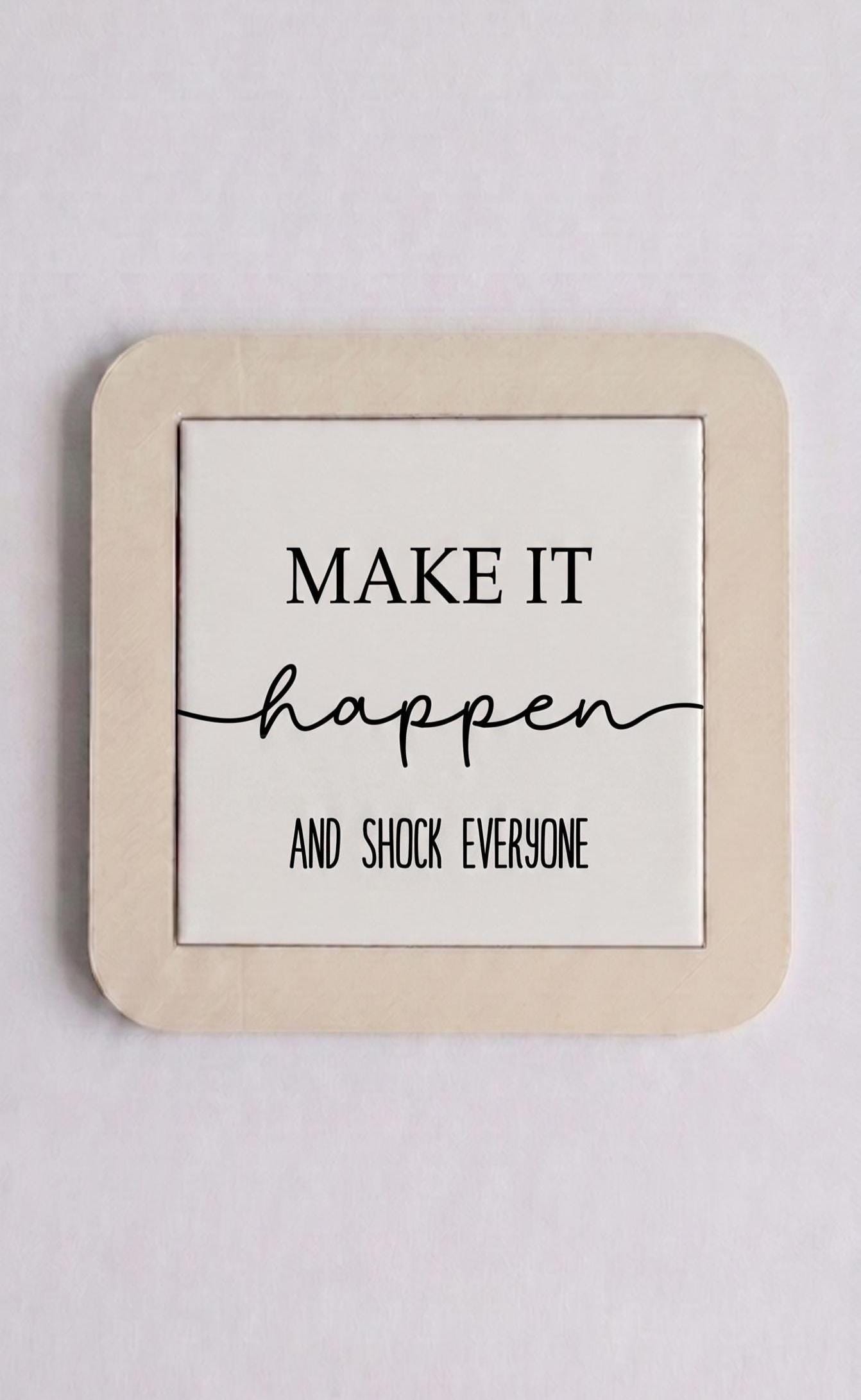 Motivational Desk Sign, Minimalist Office Decor, Framed Quote, Success Typography