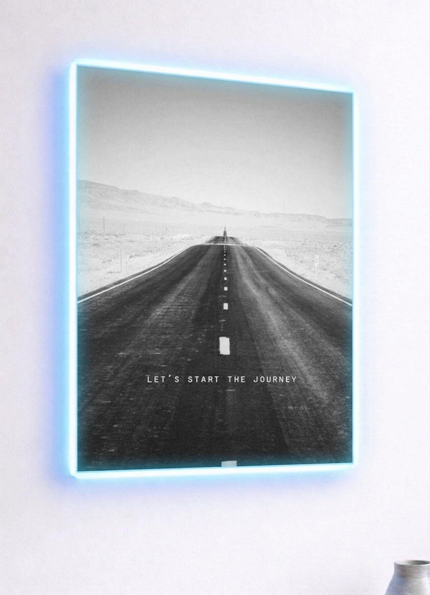 Desert Highway Road Photography Metal Art, LED Backlit Motivation Decor