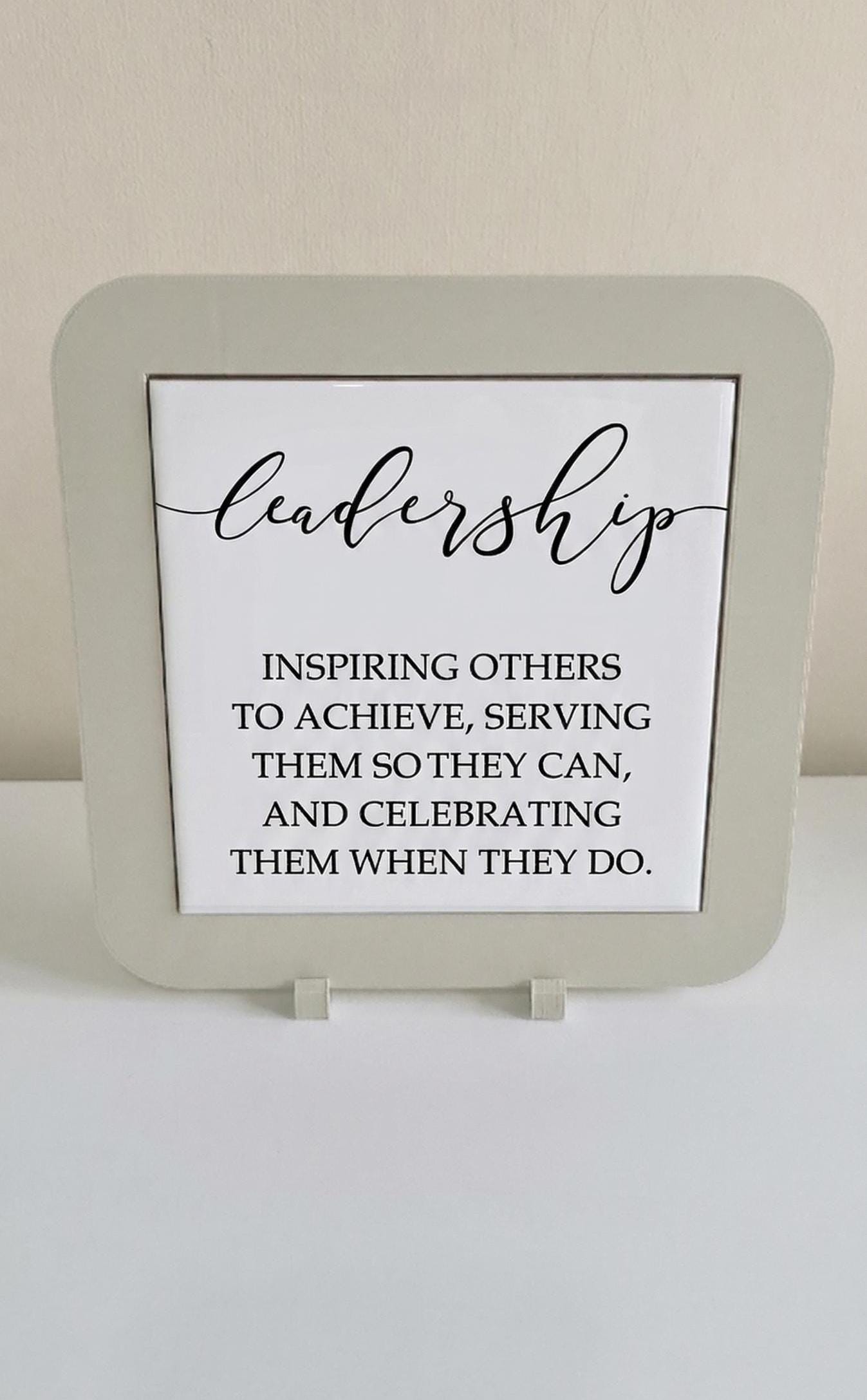 Servant Leadership Desk Sign, Minimalist Office Decor, Framed Quote Plaque