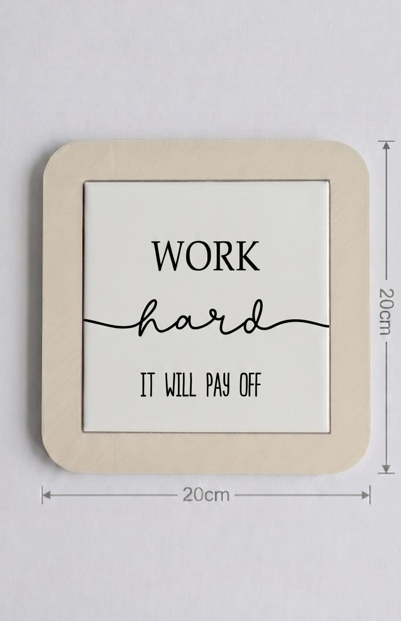 Motivational Desk Sign, Minimalist Office Decor, Ceramic Tile Art