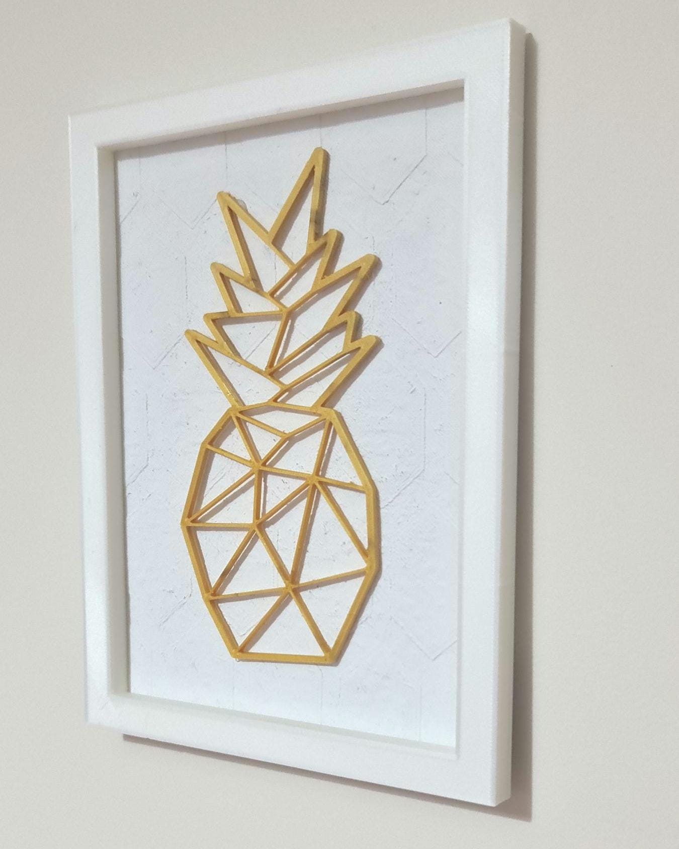 Geometric Pineapple Wall Art, 3D Printed Tropical Decor, Minimalist Design