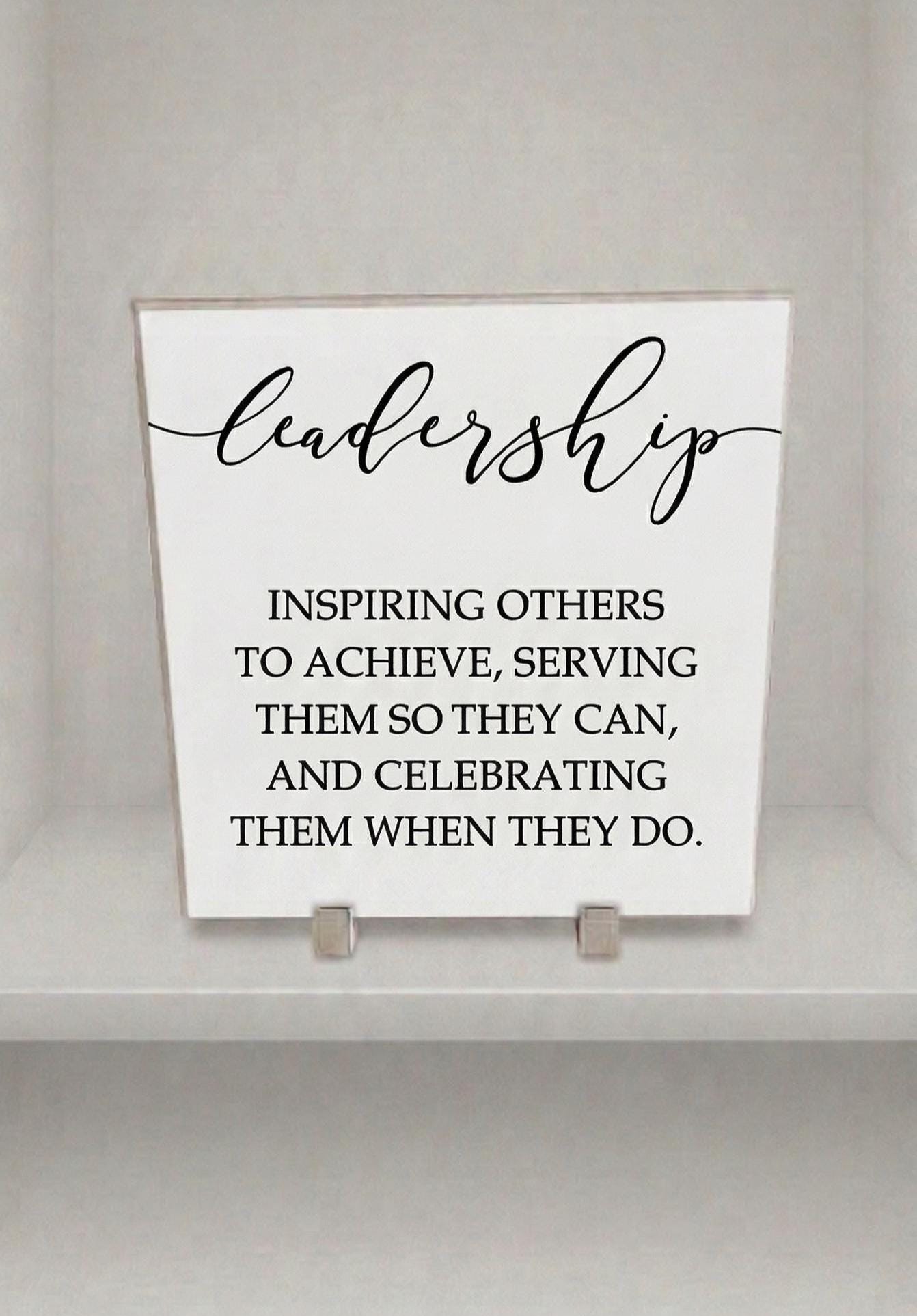 Servant Leadership Desk Sign, Minimalist Office Decor, Framed Quote Plaque