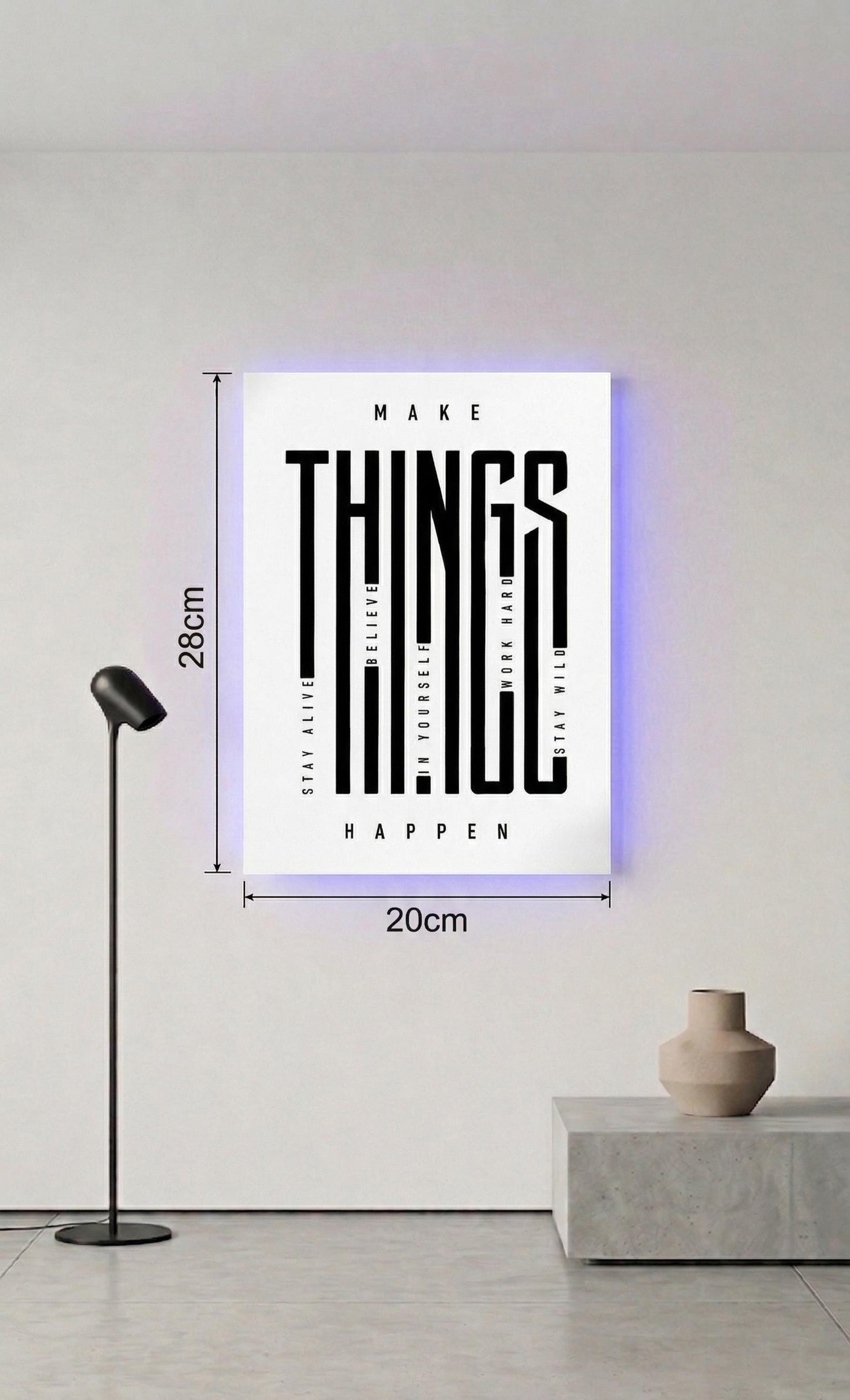 Make Things Happen Metal Art, Motivational Office Decor, LED Backlit Poster