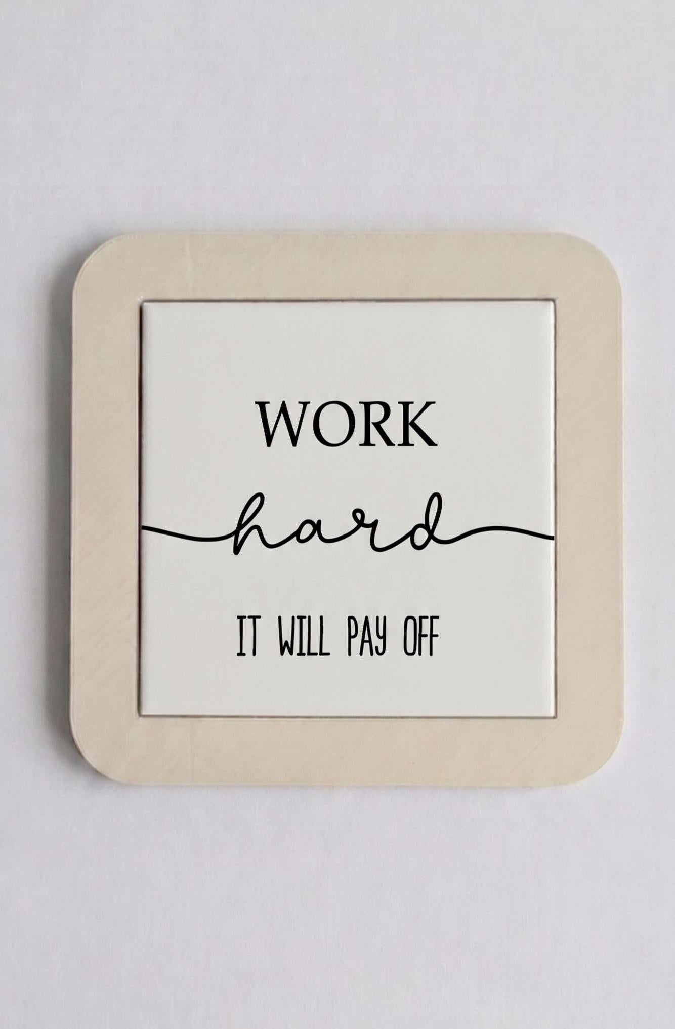 Motivational Desk Sign, Minimalist Office Decor, Ceramic Tile Art