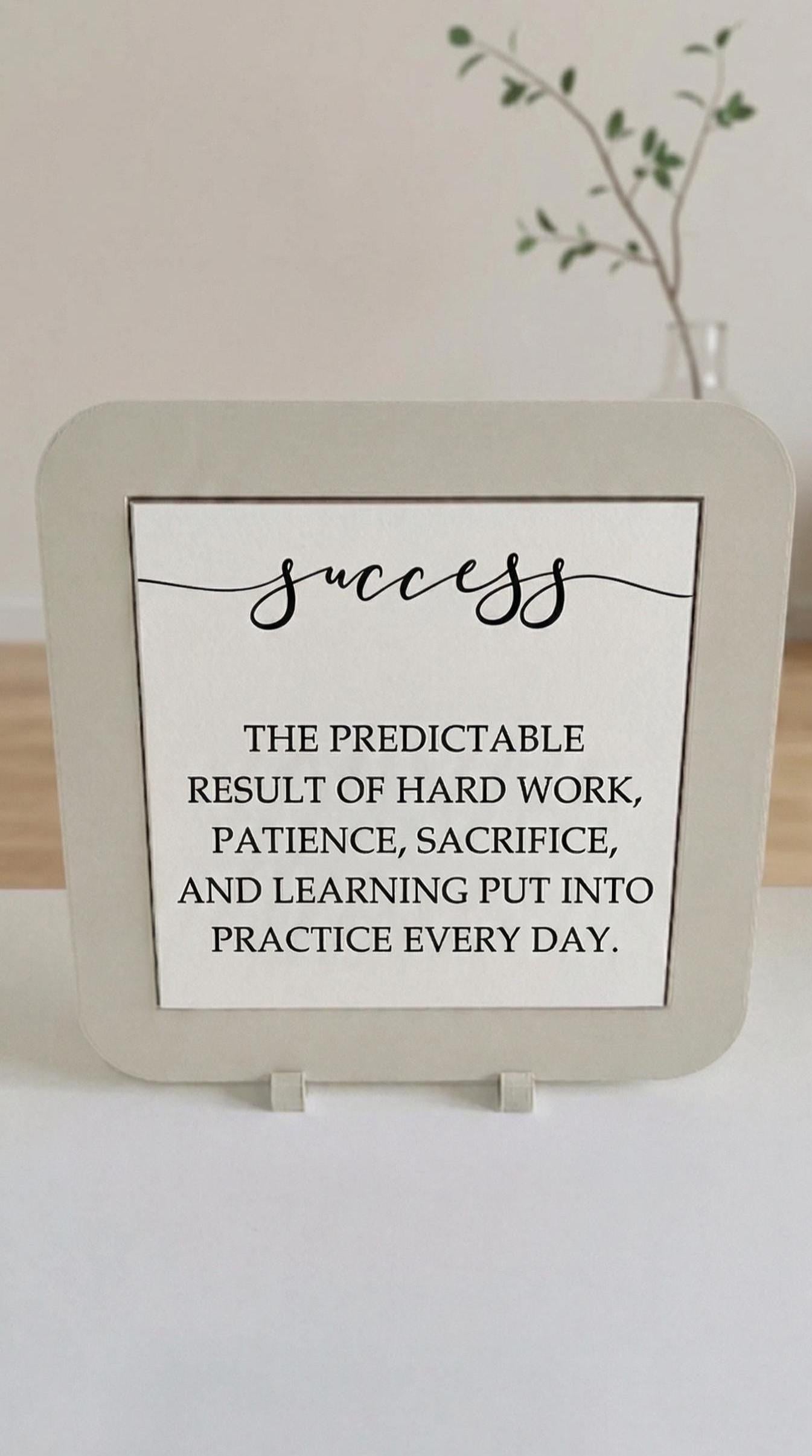 Success Definition Desk Sign, Minimalist Quote Plaque, Motivational Office Decor, Gift for Entrepreneurs & Graduates