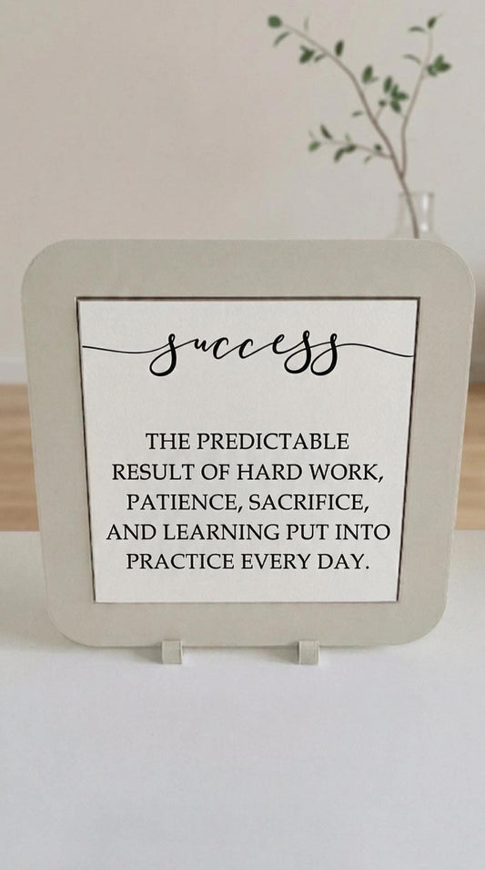 Success Definition Desk Sign, Minimalist Quote Plaque, Motivational Office Decor, Gift for Entrepreneurs & Graduates
