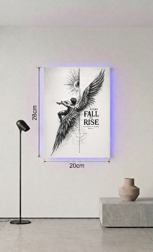 Memento Mori Icarus Metal Art, Every Fall To Rise Stoic Print, Dark Academia Decor