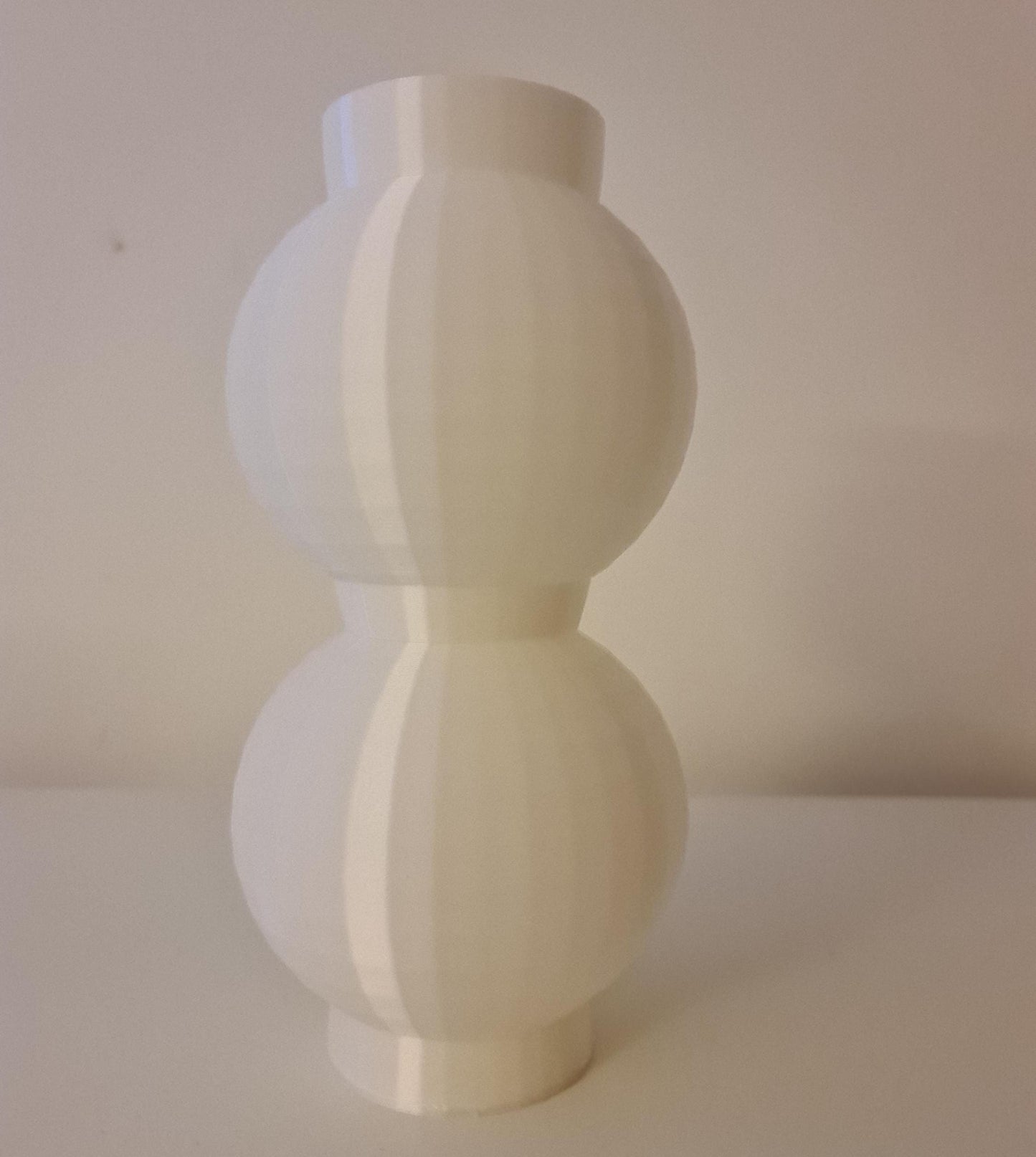 Ribbed Double Bubble Vase, Boho Minimalist 3D Printed Flower Pot, Neutral Home Decor