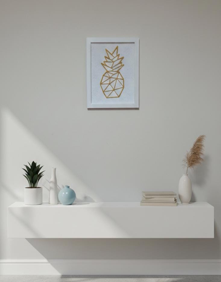 Geometric Pineapple Wall Art, 3D Printed Tropical Decor, Minimalist Design