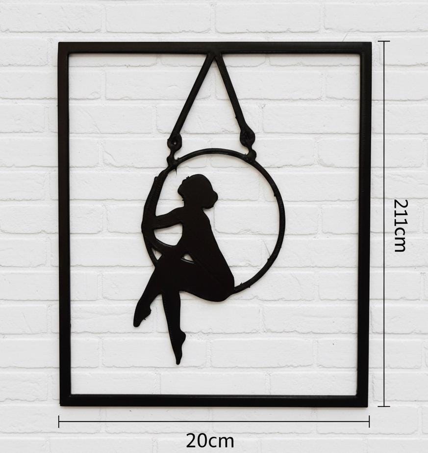 3D Printed Aerial Hoop Wall Art, Minimalist Silhouette Decor
