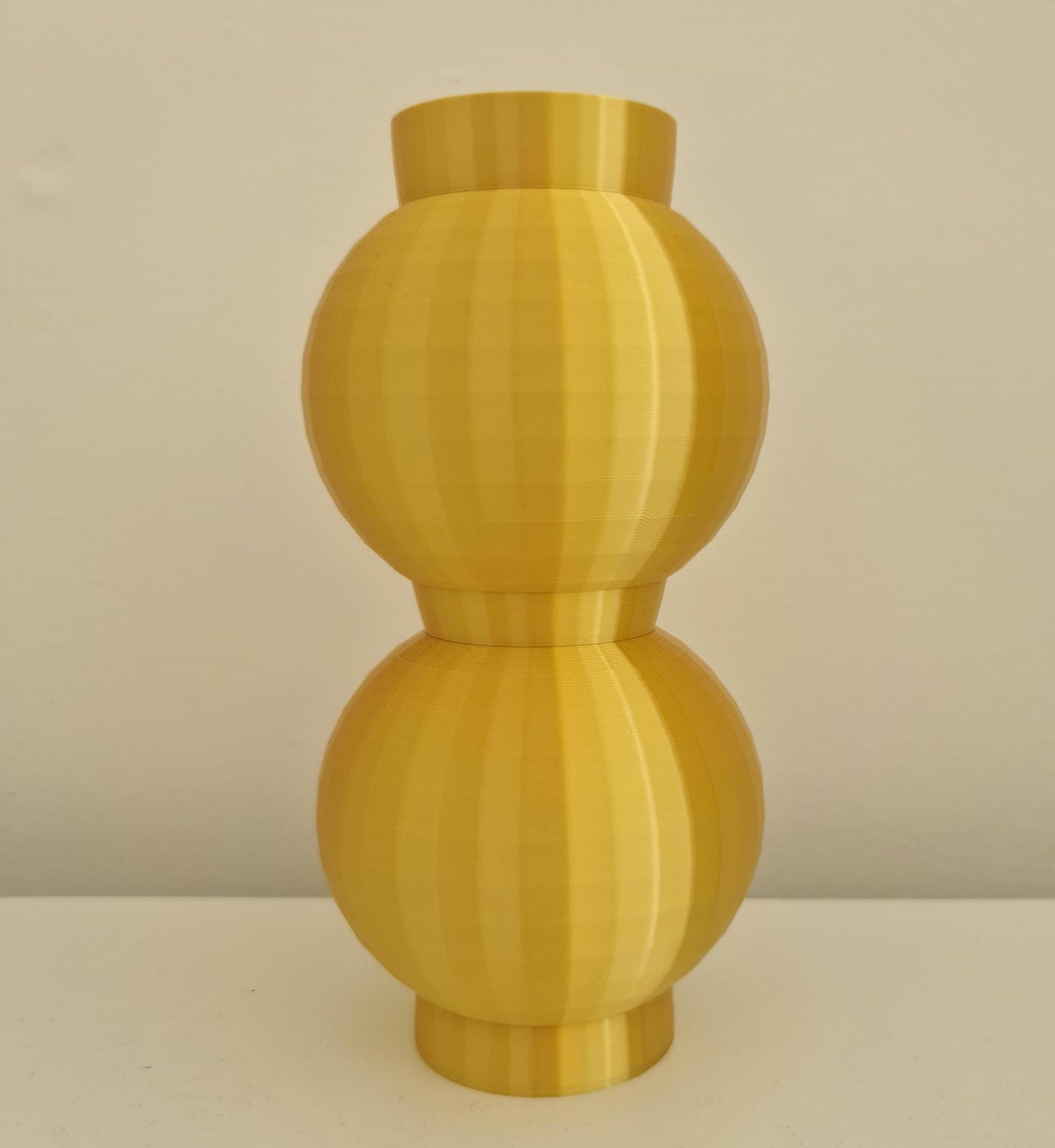 Ribbed Double Bubble Vase, Boho Minimalist 3D Printed Flower Pot, Neutral Home Decor