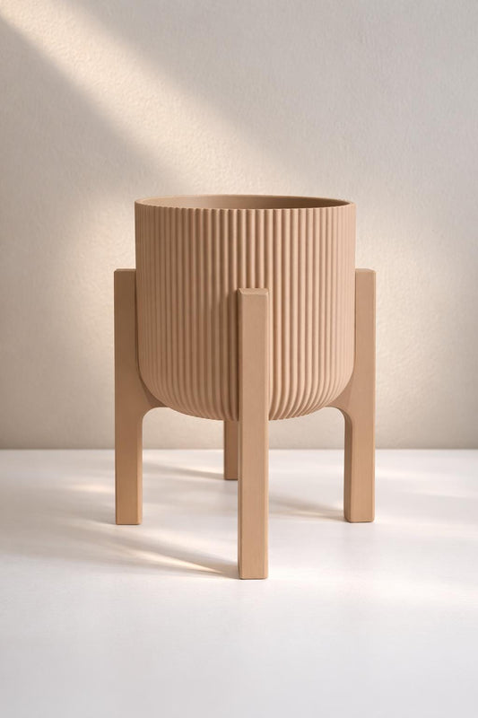 Ribbed, Fluted, Scalloped, Mid-Century Modern (MCM), Boho Decor, Terracotta, Indoor Planter, Minimalist Home.