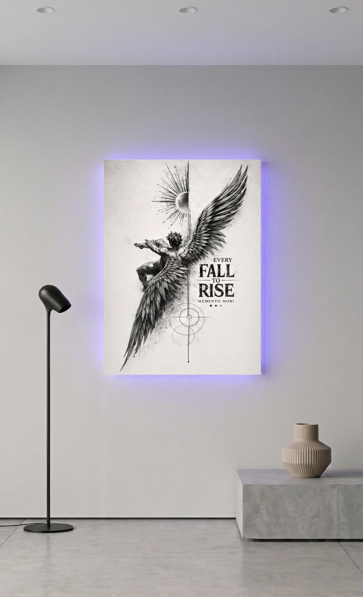 Memento Mori Icarus Metal Art, Every Fall To Rise Stoic Print, Dark Academia Decor