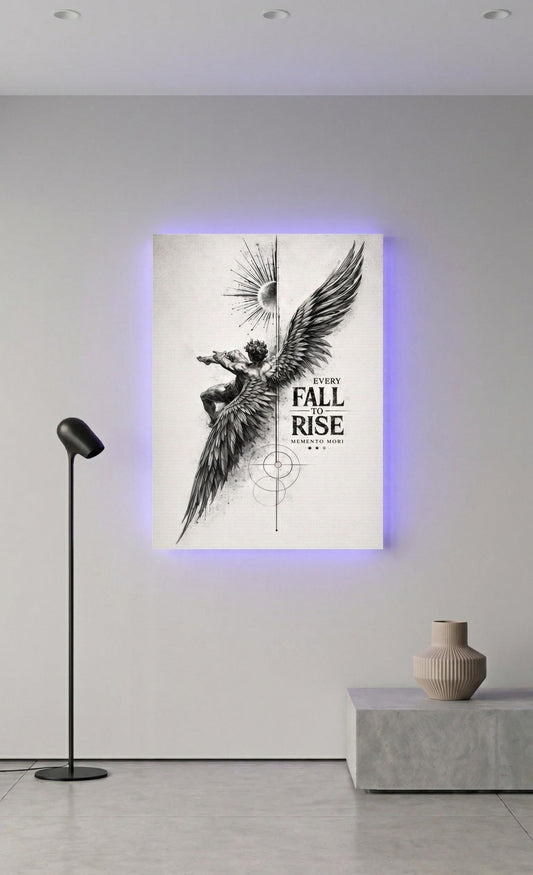 Memento Mori Icarus Metal Art, Every Fall To Rise Stoic Print, Dark Academia Decor