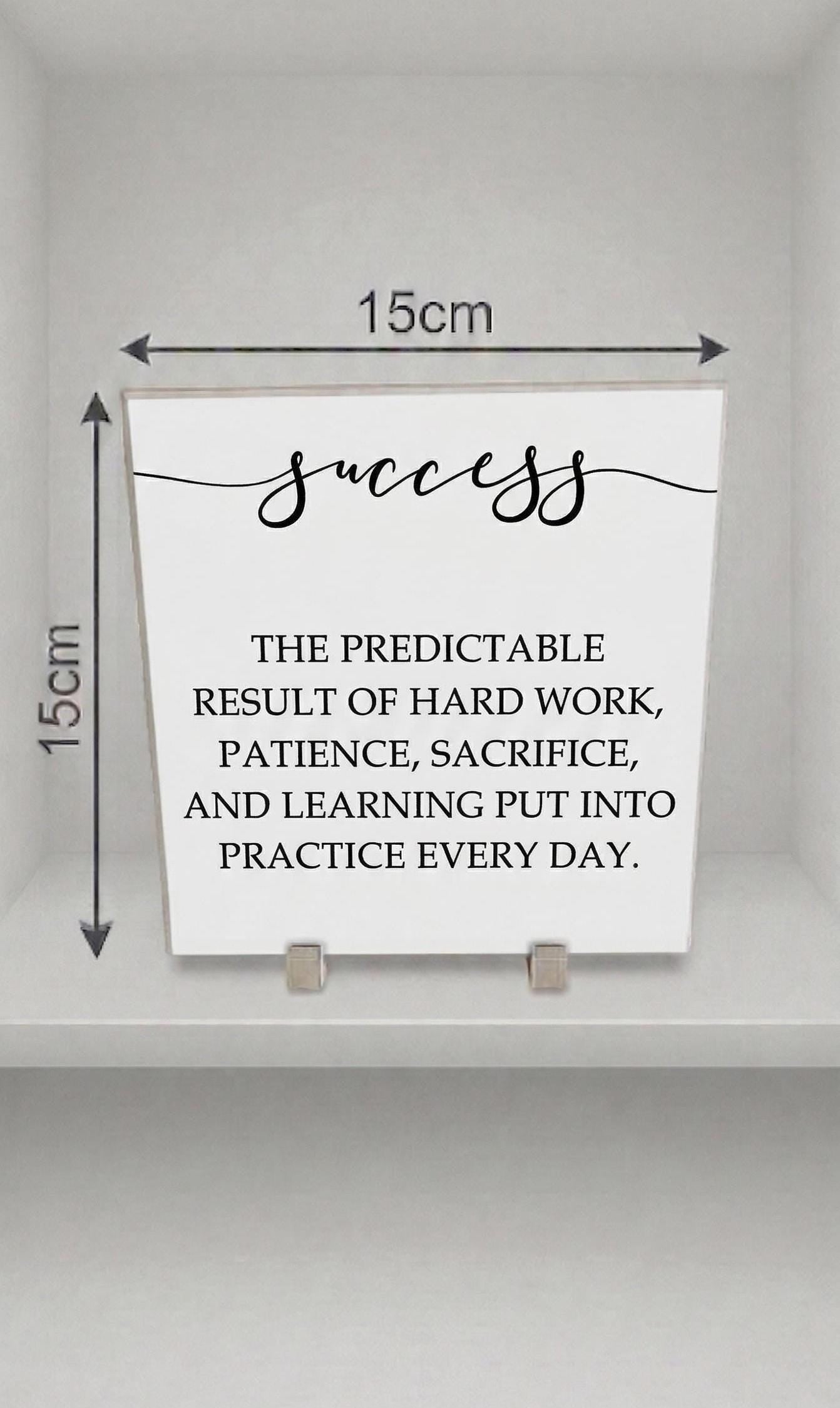 Success Definition Desk Sign, Minimalist Quote Plaque, Motivational Office Decor, Gift for Entrepreneurs & Graduates